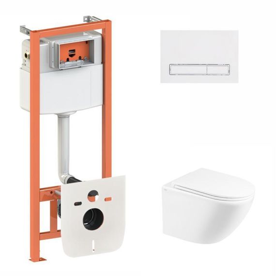 Готове рішення Qtap для ванної кімнати: підвісний унітаз Robin Ultra Quiet 490x365x325 + комплект інсталяції Nest 4 в 1
