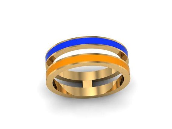 Кольцо из желтого золота с эмалью 14.5 | Зображення 2