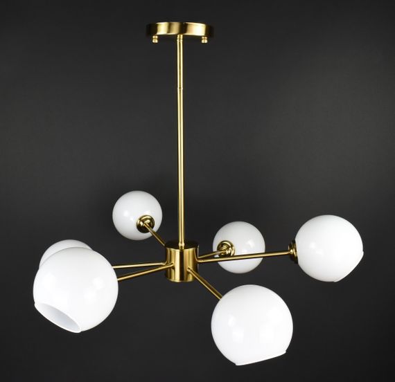 Люстра стельова на 6 лампочок 27826 Латунь 24-59х80х80 см. | Зображення 2