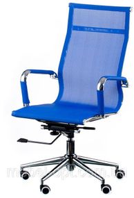 Крісло офісне Solano mesh blue репліка крісла Eames Style HB Ribbed Office Chair EA 119