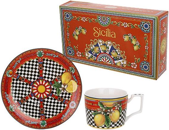 Чайно-кавовий набір Sicilia "Limoni" (Лимони) 220мл на 6 персон, порцеляна | Зображення 6