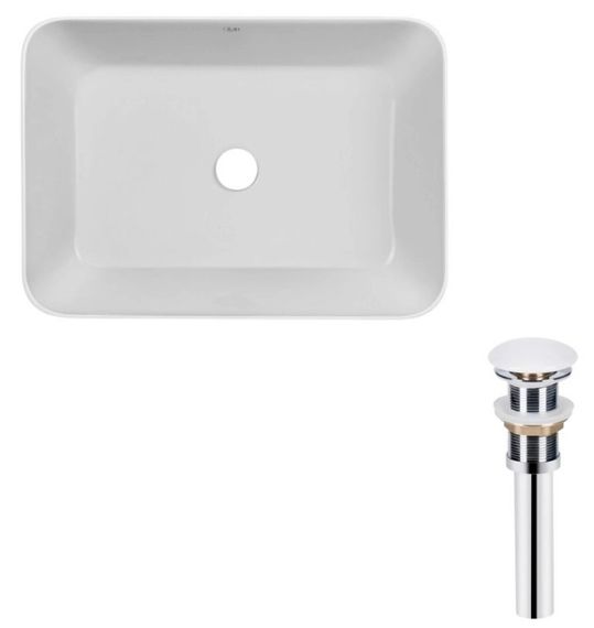 Комплект Qtap Virgo: Раковина накладна прямокутна 490х350х110 мм White + Донний клапан PU02 (QT18112261WN47305)