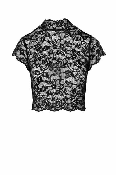 Топ Noir Handmade F303 Essence, XXL, black, мереживний, короткий рукав, комір-стійка | Зображення 3