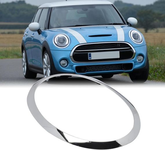 Накладка на фару для MINI Cooper F55 F56 F57 2014–2021, сріблясті, рамка 2 шт 51137300631 51137300632 51712355791 51712355798 | Зображення 3