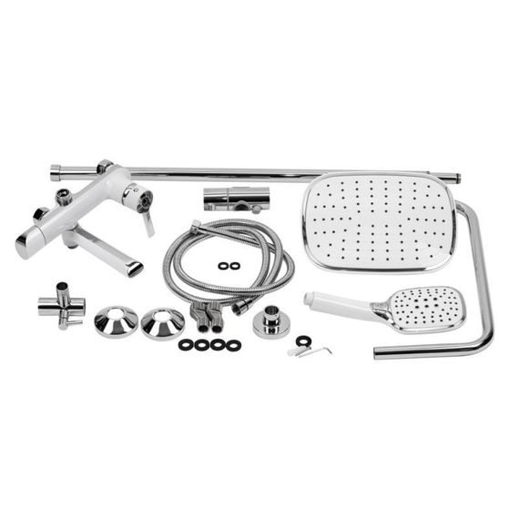 Душевая система универсальная Qtap Grand на три потребителя (с изливом) QTGRAWCR1004 Chrome/White | Зображення 9