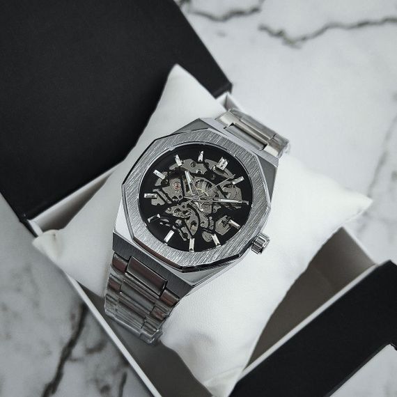 Механические класические мужские часы Forsining 8198 Silver | Зображення 1