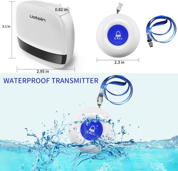 Беспроводной пейджер для сиделки, Кнопка вызова тревоги для пожилых людей, Персональный звонок для вызова трев | Зображення 3