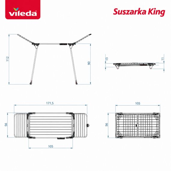 Сушилка для белья Vileda King напольная складная 20 м с крыльями (180046) | Зображення 1
