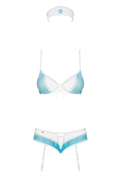 Костюм медсестри Obsessive 834-CST-6 nurse costume Небесно-білий S/M | Зображення 2