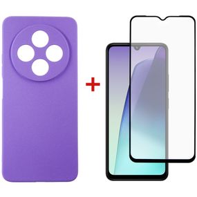 Чехол для мобильного телефона Dengos Xiaomi Redmi 14C Carbon + glass (Purple) (DG-KM-121)
