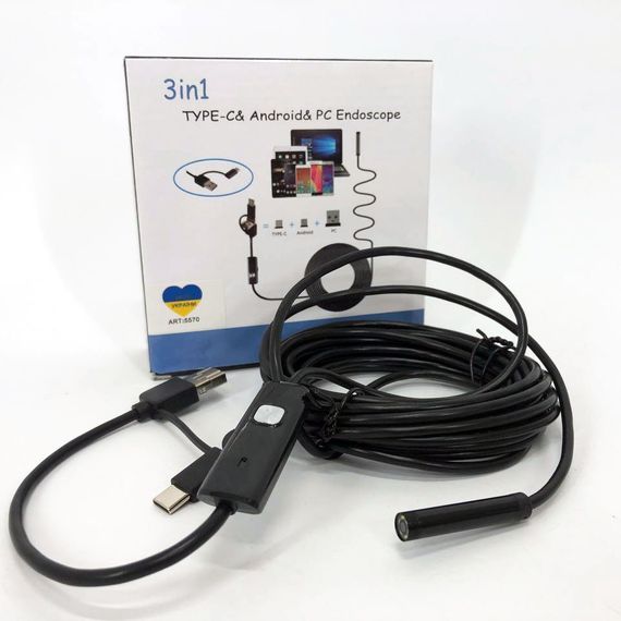 Камера ендоскоп з кабелем на 2 метри 7 мм USB / micro USB NP-904 з підсвічуванням | Зображення 1