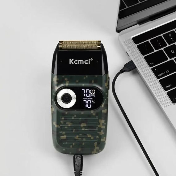 Електрична бездротова бритва для чоловіків, USB-C, Kemei KM-2027, Піксель / Чоловіча акумуляторна електробритва / Шейвер | Зображення 3