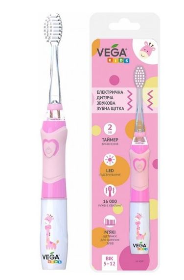 Ультразвуковая зубная щетка Vega VK-400 pink для детей | Зображення 2
