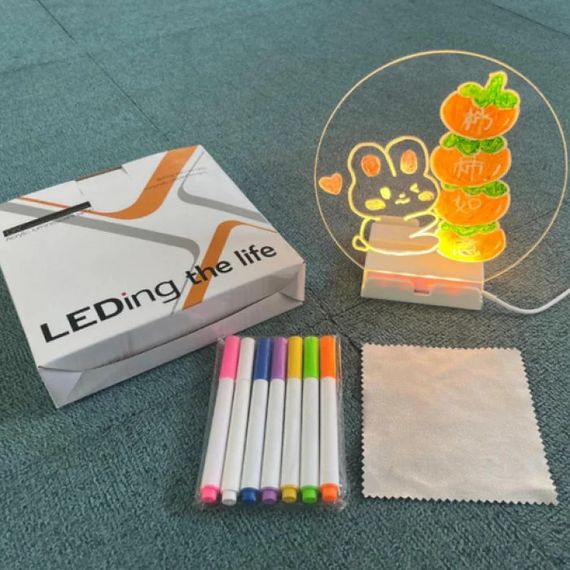 Круглий світильник-нічник WordPad AND 5502 15 см від USB • LED-дошка для нотаток AND 5502 з маркером для дому, офісу та декору | Зображення 4