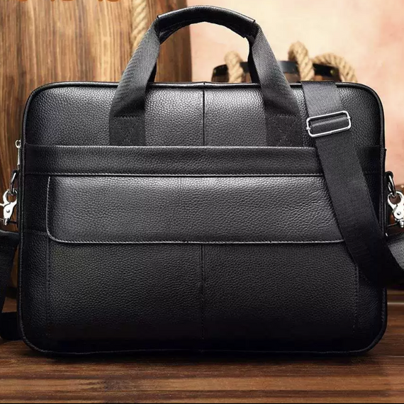 Кожаная мужская сумка для ноутбука и документов черная Tiding Bag 143412 | Зображення 8