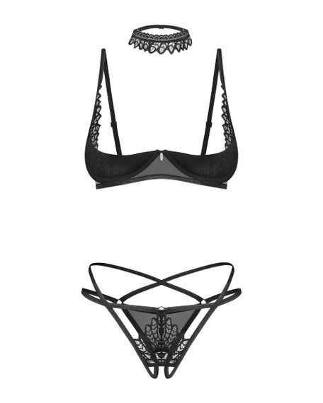Открытый комплект трусики с разрезом Obsessive Donarella set Черный XL/2XL | Зображення 3
