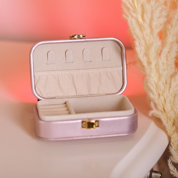 Шкатулка для украшений из эко кожи 12×7.5×4 см с застежкой органайзер для ювелирных изделий HP-5-34P | Зображення 4