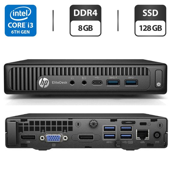 Неттоп HP EliteDesk 800 G2 Desktop Mini PC USFF / Intel Core i3-6100T (2 (4) ядра по 3.2 GHz) / 8 GB DDR4 / 128 GB SSD / Intel HD Graphics 530 б/у
