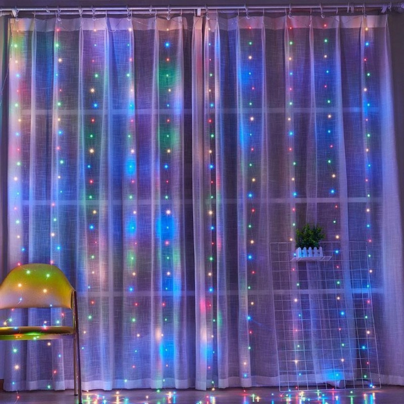 Праздничная гирлянда занавес "Штора" на окно 200LED 3х2м Мультицветная цвет диодов Мульти USB | Зображення 4