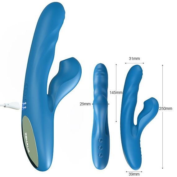 Вібратор-кролик BeYourLover OTTO з вакуумом, підігрівом і фрикціями, синій, 22,2 × 3,8 см Sex Aura | Зображення 4