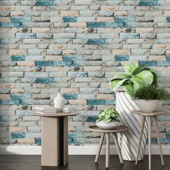 Самоклеючі шпалери 2800х500х1,5мм Бірюзова катеринославська цегла (D) SW-00001943 | Зображення 5