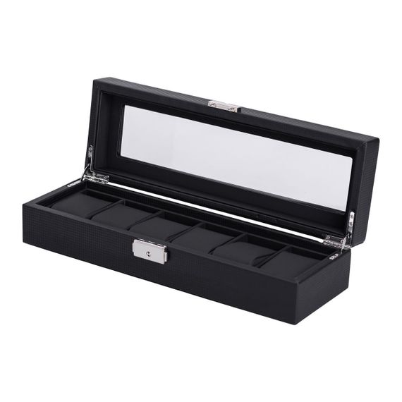 Шкатулка для наручных часов 35.5×11.5×8 см кейс для хранения часов на 6 отсеков