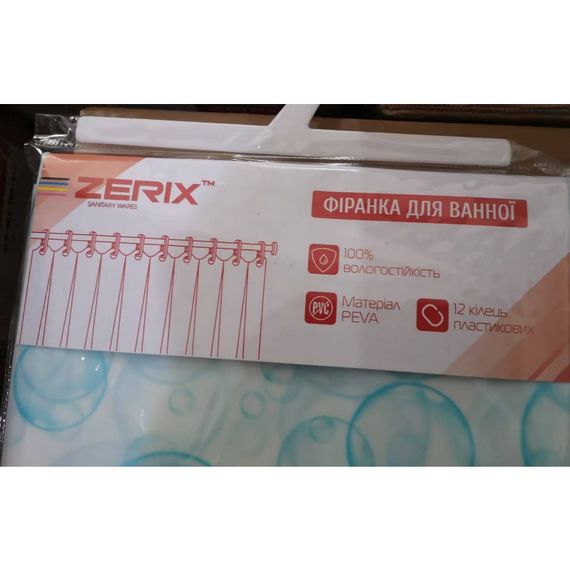 Шторка для ванної ZERIX SCP-003-180x180 з PEVA (поліетиленвінілацетату) (Візерунок "Краплі") (ZX5002) | Зображення 3