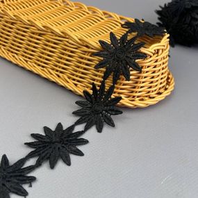 Кружево макраме Ромашка  4,5см - черный