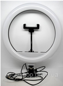 Кольцевая светодиодная Led лампа YQ 30 cm держателем для телефона и креплением под штатив