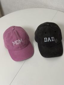 Комплект кепок бейсболка парна Тато Мама Love (Dad Mom) 56-60р Сірий з Рожевим  (9090)