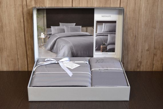 Комплект постільної білизни First Choice Deluxe Satin DARK 200х220 New Trend Quick Silver | Зображення 2