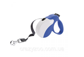 Поводок-рулетка Ferplast AmiGo Tape S до 15 кг бело-голубая лента 5 м 75712025