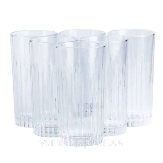 Набір склянок скляних із 6 штук по 360 мл прозорий HP4165 | Зображення 1