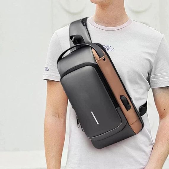Нагрудная сумка Backpac XL-1514100 черно-серая маленькая | Зображення 3