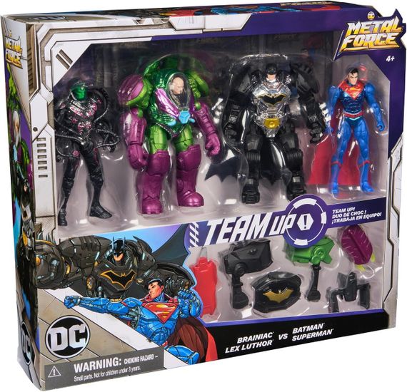 Набор фигурок DC Comics Metal Force Team Up: Бэтмен, Супермен, Брейниак и Лекс Лютор