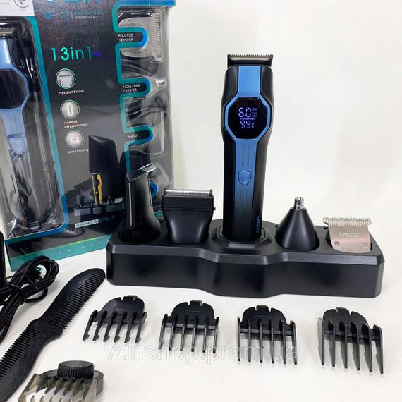 Акумуляторна машинка-тример для стрижки волосся VGR V-173 13 в 1, Тример для волосся портативний BX-60