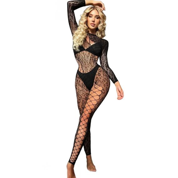 БодіСтокінг (Боді комбінезон Сітка) Babydoll 44 Чорний 7524