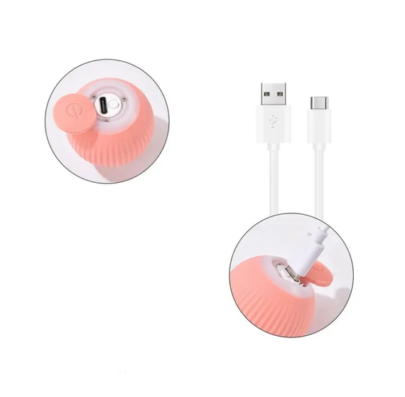 Интерактивная игрушка для котов и маленьких собак, смарт-мячик Petgravity с usb зарядкой розовый | Зображення 3