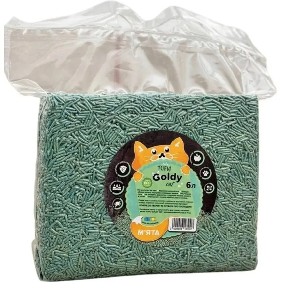 Соевый наполнитель для туалетов  Goldy Cat Tofu, 6 л мятний