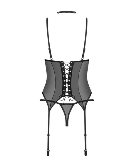 Корсет с кружевом Obsessive Donarella corset Черный M/L | Зображення 4