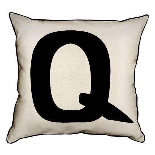 Подушка з мішковини Letter Q 45x45 см (45PHB_ABC034_WH)