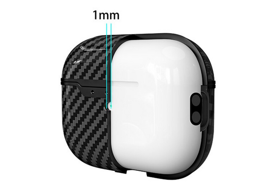 Силиконовый чехол Primo Carbon Fiber для AirPods Pro 2 - Black | Зображення 3