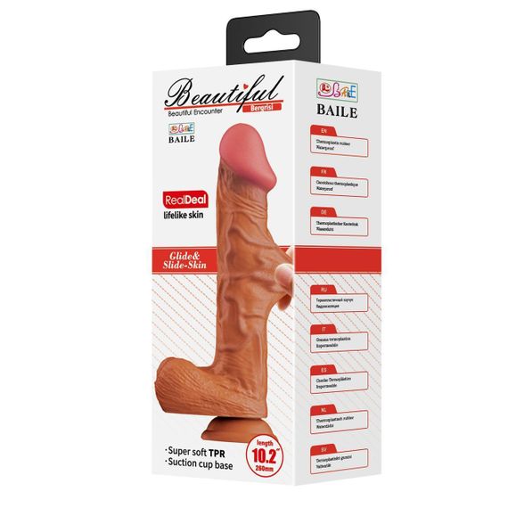 Фалоімітатор з мошонкою BAILE BERGRISI, 10.2, Super soft TPR, Waterproof Sex Aura | Зображення 2