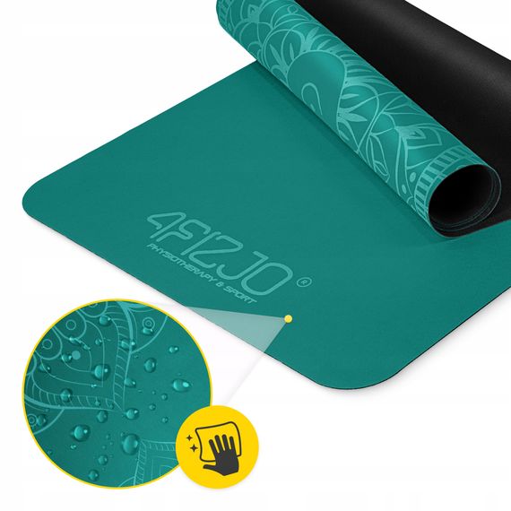 Килимок (мат) спортивний 4FIZJO замша 183 x 61 x 0.15 см для йоги та фітнесу Green (P-5905973404396) | Зображення 4
