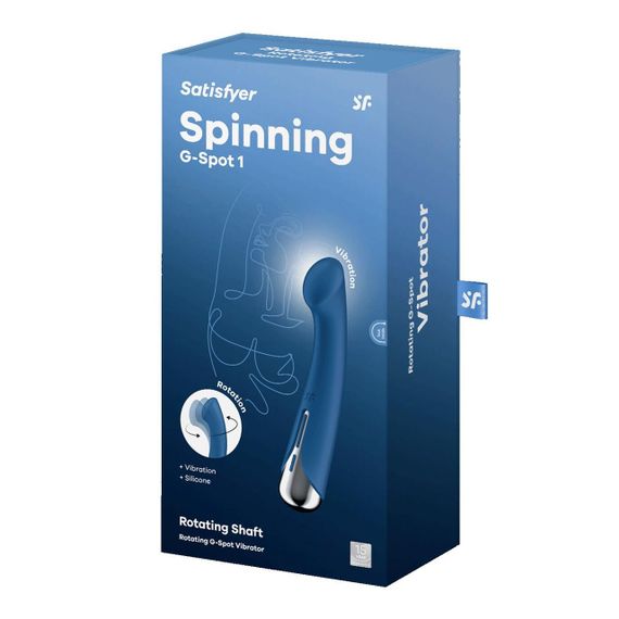 Вибратор с ротацией Satisfyer Spinning G-Spot 1 Blue, плоская площадка для стимуляции точки G Sex Aura | Зображення 7
