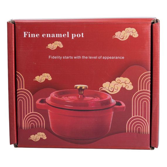 Каструля чавунна емальована 3 л з кришкою Ø24 см Помаранчева HP-1-3O | Зображення 5