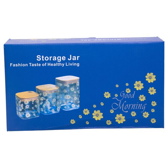 Банки для сипучих продуктів набір з 3 шт з бамбуковими кришками 700 (мл), 900 (мл), 1.2 (л) HP-33-3 | Зображення 4