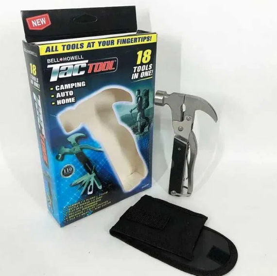 Універсальний молоток - гвоздодер TACTOOL, Багатофункціональний інструмент ключ 18в1   знижка