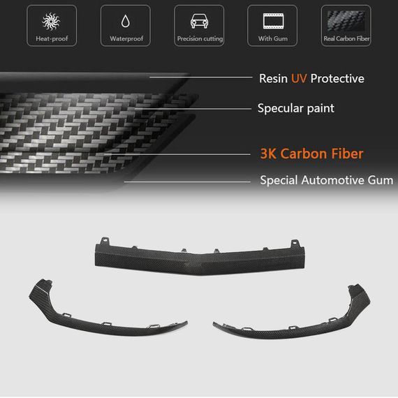 Накладка на передній бампер Lip V4 (для C43 AMG 2015-2019, Карбон) для Mercedes C-сlass W205 рр | Зображення 4