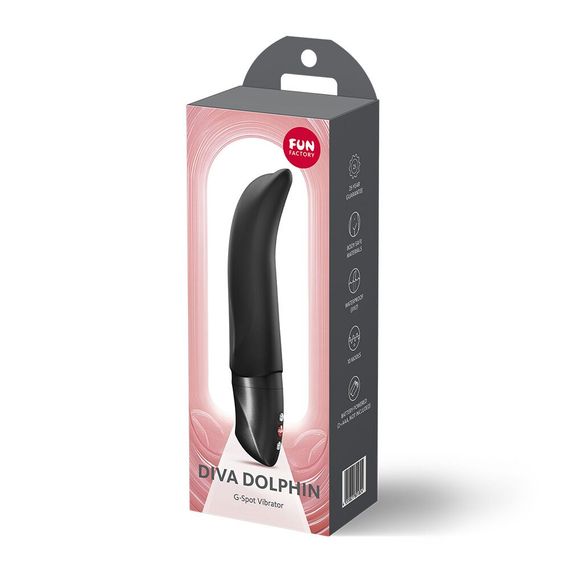 Вібратор для точки G Fun Factory Diva Dolphin Black, 10 режимів роботи, на батарейках | Зображення 7